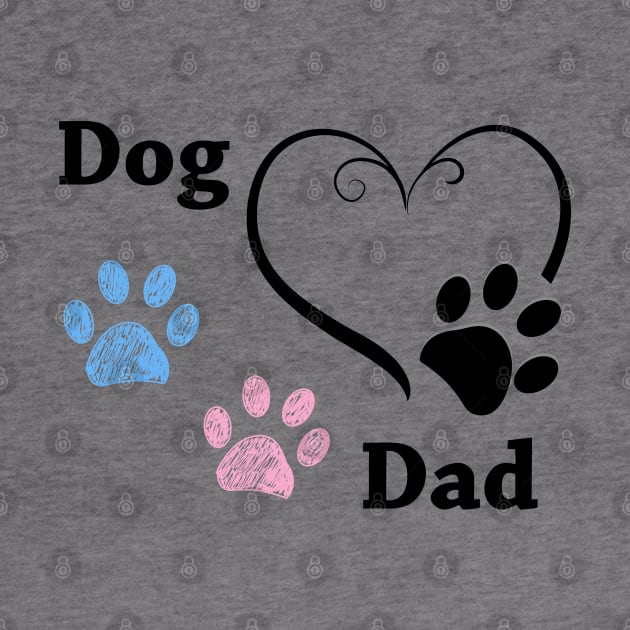 Dog Dad. Pink and blue paw print with heart by GULSENGUNEL